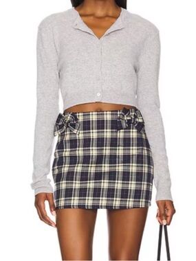 Revolve NWT More to Come Bow Plaid Mini Skirt